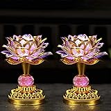 LIN-WELL 蓮華灯 蓮花 蓮の花 造花 光る蓮の花 仏花 ロータス 蓮華 2個セット USB はすはな インテリア照明 お盆 仏具 仏壇 仏前 法事 法要 お彼岸 葬式 命日 霊前灯 プラスチック (金02(2個セット）)