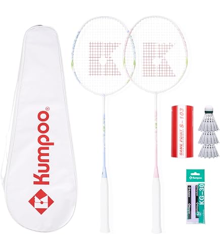 Amazon | KUMPOO バドミントンラケット 5U 軽量ラケット、ピンク