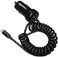 Amazon Basics 12W (5V, 2.4A) Car Charger with Lightning Cable (Coiled) for iPhone and Apple Devices, 1.5 ft - Black