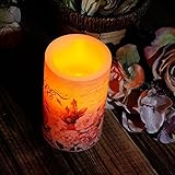 WAYCOM キャンドル led ライト　本物の蝋燭炎のように揺らぐ癒しの灯り　温かなロマンチックなインテリアキャンドルライト　無煙蝋燭　電池式　結婚式 屋外 夕飯飾り 牡丹柄 (Sサイズ)