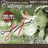 STARDUST カッティング セット カット ハサミ 2本 スキバサミ ケース 付属 散髪 美容 理容 (ブラック) SD-KAMIKIRI-BK