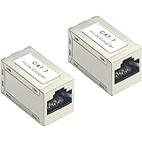 VCELINK LANケーブル 延長コネクタ CAT7 CAT6 CAT5対応 RJ45 中継アダプタ 干渉防止 2個セット 銀色