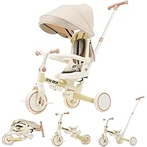 Amazon.co.jp: SOFTSEA 三輪車 子供用 手押し棒付き 折りたたみ