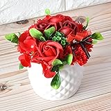 シャボンフラワー フラワーポット フレグランスフラワー ソープフラワー 香りのブーケ ギフトＢＯＸ ピンク 母の日 誕生日 プレゼント (レッド)