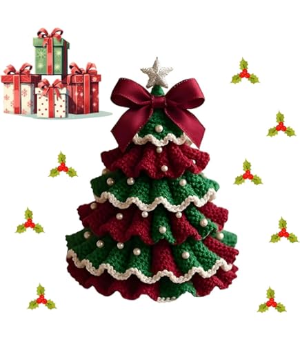 Amazon | DIYかぎ針編みクリスマスツリーキット 手作り ホリデー