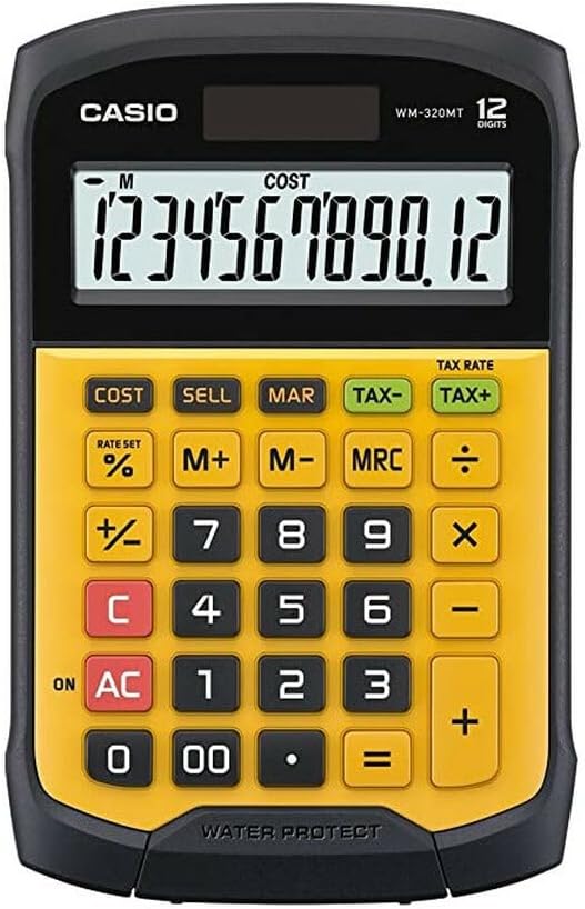 カシオ 防水・防塵電卓 ミニジャストタイプ 12桁 WM-320MT-N