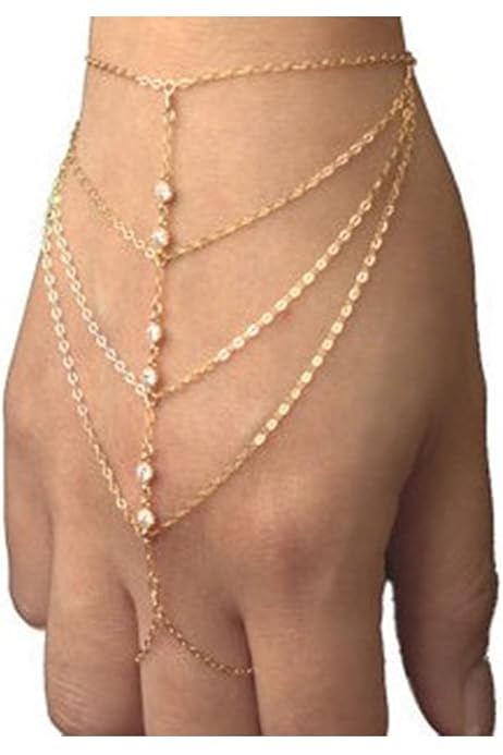 6 Pieces Chain Ring Bracelet Linked 
