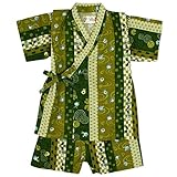 甚平 ベビー 男の子 綿100% 日本製生地 じんべい スーツ上下 祭 子供甚平 かえる/緑-9668 90cm