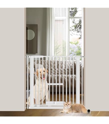 猫 脱走防止ゲート DEARBB ベビーゲート ペットドア付き ペットゲート 高さ76cm 猫