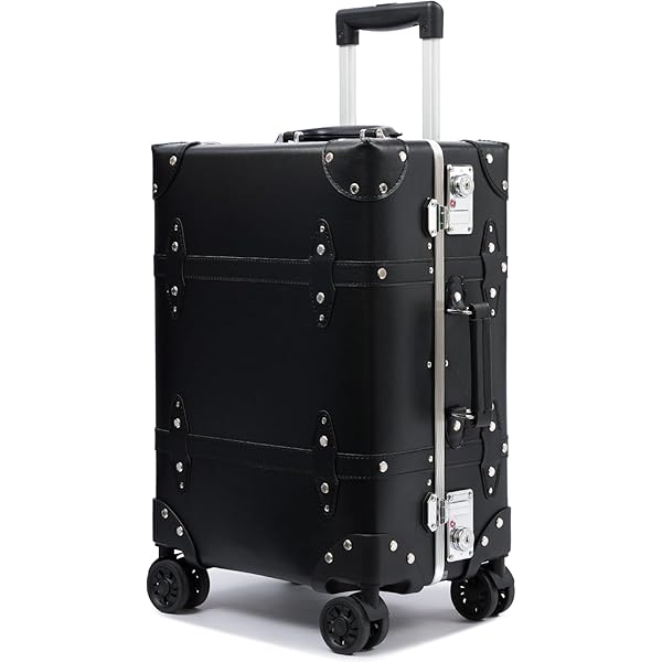 キャリーケース アンティーク 中型 トランク型 ブラック レトロ キャリーケース アンティーク 中型 トランク型 ブラック レトロ