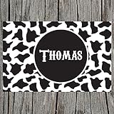 Cow Print Personalizedプレースマットfor Kids