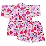 アスナロ（甚平） 甚平 ベビー 女の子 鞠柄 和柄 綿100％ 上下 ウェストゴム 部屋着90 ピンク