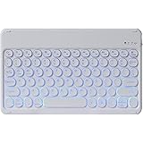 キーボード ワイヤレス Bluetooth 10インチ 7色バックライト搭載 ipad対応キーボード 白 超薄型 軽量 静音 丸いキー 英語配列 USB充電式 タブレット/iphone/スマホ/パソコン適用 iOS/Android/Mac/Windo