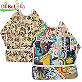 防水エプロン スリーブ付きビブ 長袖ビブ お食事エプロン ベビーエプロン 袖付き スモック よだれかけ 赤ちゃん スタイ 幼児 保育園 (ZY1121)