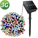 LED String Lights Lellel 3nd Gen Solar Outdoor String Lights 8 Twinkle Mode Waterproof Weatherproof 