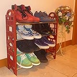 Hakotoyo Plaza シューズラック　4 段　全4色 (赤茶)