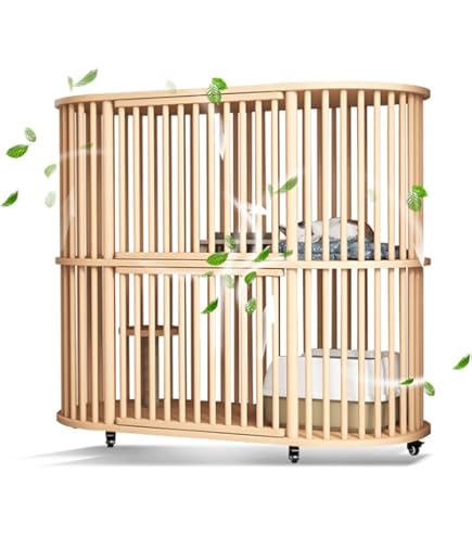 r　機能充実！OSB木製ケージ2個セット Amazon.co.jp: Senyidafa猫 ケージ、木製猫 ケージ 2段