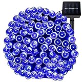 LE LEDストリングライト ソーラー 光センサー内蔵 17メートル 100灯 2発光モード 防水 庭 パーティー 結婚式 ブルー