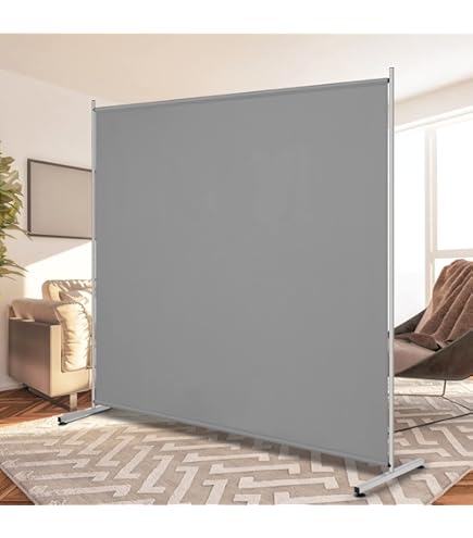 Kokorona 4 Panel Room Divider, 6FT Tall Folding Privacy Screen Wall Dividers, Portable Privacy Screen Freestanding Room Divider For Room Separation, Included - Cover Strips, Grey, 88''W X 71''H
