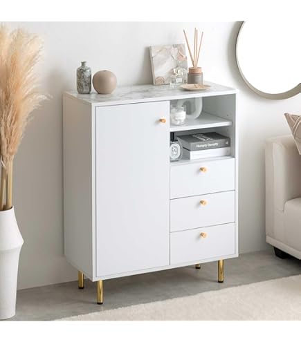 Amazon｜キャビネット 収納キャビネット 北欧 白 木製 ホワイト 幅90