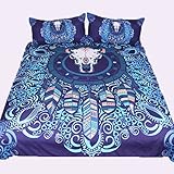 3D効果動物の羽毛布団カバーピローキルト紫と青の通気性（シングルダブルクイーンキング）3つの完全な寝具セット,220*240Cm