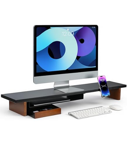 Amazon.co.jp: amesoba 木製 モニタースタンド 卓上 デスクシェルフ