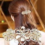 花 ヘアピン バレッタ 髪留め 髪飾り ヘアアクセサリー 和装 成人式 结婚式 ブラックフォーマル 入園式 卒園式 入学式 卒業式 パーティー (シャンパンゴールド)