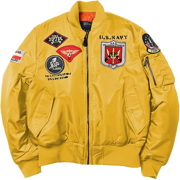 Amazon | [D.IIZOO] ワッペン 刺繍 中綿 フライトジャケット メンズ ma