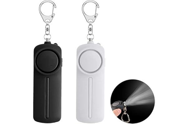 Personal Safety Alarm, 130dB, Loud, LED Light, Waterproof, Simple Safety Device, Attach to School Bags, For Kids, Women, Whit