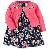 カーターズ ワンピース Carter's 女の子用紺フローラルフレンチスリーブワンピースxピンク花刺繍カーディガンお出かけ用2点セット (9months(67-72cm)) [並行輸入品]