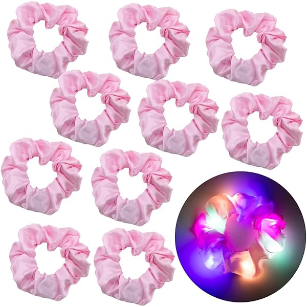 Amazon | FUNKS 光るシュシュ LED ヘアアクセサリー ヘアゴム 10個