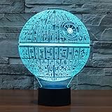 STAR WARS DEATH STAR 3dナイトライト7色変更LEDデスクランプタッチボタン部屋装飾