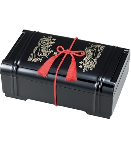 Amazon | 玉手箱盛箱 黒内金 波千鳥(ヒモ別売) [ 25 x 15.8 x