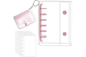 A7【リフィル×20枚】シール帳 プラバン 透明 サイズ ミニ バインダー クリア カードポケット 手帳 推し活 女の子 コラージュノート クリアタイプ (ピンク A7+mini+20枚)