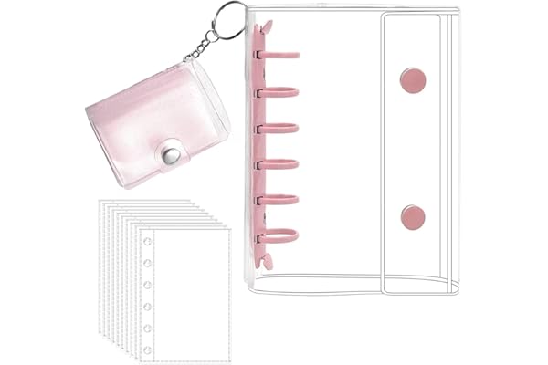 A7【リフィル×20枚】シール帳 プラバン 透明 サイズ ミニ バインダー クリア カードポケット 手帳 推し活 女の子 コラージュノート クリアタイプ (ピンク A7+mini+20枚)