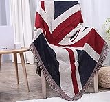 CHEZMAX幾何パターンChenille Woven Couch Throw Blanket地中海スタイルベッドルームの装飾ビーチブランケットwith装飾タッセル 51"X63" レッド CM-YH
