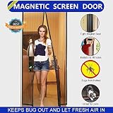 Aloudy Hands Free Bug Off Magnetic Screen Door, Instant Mesh Curtain Fits Door Openings up to 36"x82