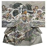 お宮参り　着物　男の子　正絹初着　黒　総疋田柄　鷹　金糸刺繍　金彩使い　鹿の子地紋生地　日本製