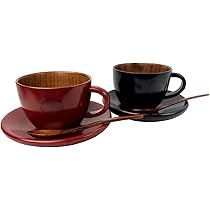漆器　コーヒー椀スプーン付き みよし漆器本舗 手塗りコーヒースプーン 天然木製 漆塗り 塗り