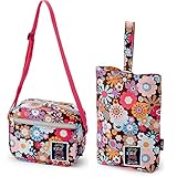 キッス゛ハ゛ック゛ スクールショルタ゛ー＆シュース゛ハ゛ックセット（フラワー）フ゛ラウン 幼稚園 バッグ セット ショルダーバッグ 女の子 斜めがけ 上履き入れ シューズ入れ 通園バッグ ショルダー