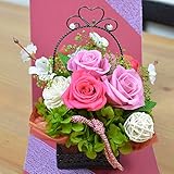 〔エルフルール〕和風プリザーブドフラワー ピンク クリアケース付 プレゼント 引越し祝い 開店祝い 開業祝い 敬老の日 贈り物