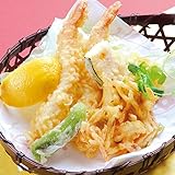 天ぷら４種類の盛合せ（えび２匹、南瓜、ししとう、野菜のかき揚げ）