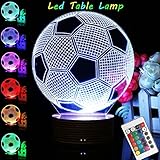 ホット販売ワイヤレスリモートコントロールサッカーボールFootball Visual 3d LEDテーブルランプ夜間ライト7色変更装飾ベッドサイドランプBest Gifts