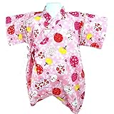 国産生地 水風船柄 甚平ロンパース 綿100% ピンク◇70cm