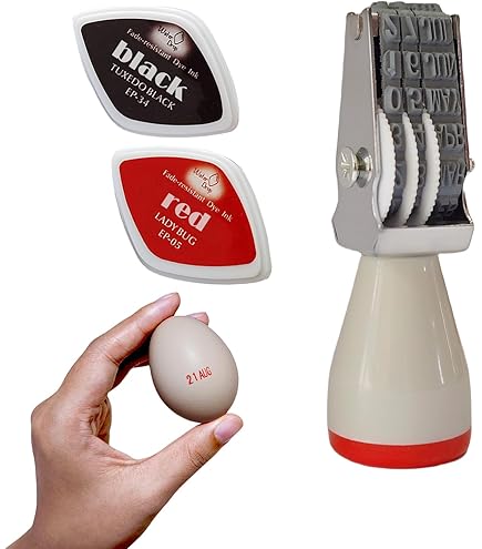 Egg Dater KIT - Includes 3mm Rubber Date Stamp And Ink Pad Containing