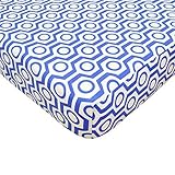 TL Care 100% Cotton Percale Fitted Crib Sheet, Royal Hexagon by TL Care [並行輸入品]