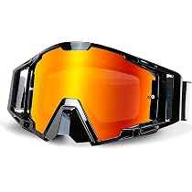 NENKI Motocross Goggles - Blue/Yellow Frame With Gold Lens, Off-Road MX Goggles With Nose Cover