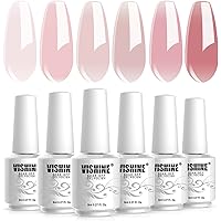 Vishine Nude Gel Polish Kit, Sheer Milky Pink Jelly Transparent Gel Nail Polish UV LED Gel Nail Gel Polish Varnish Nail Art D