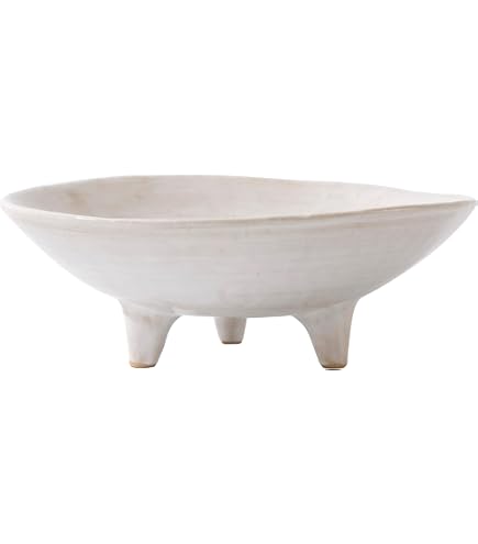 Creative Co-Op Oyster Shaped Stoneware Bowl - Blue, 11.5 Inch Oval Decorative Serving Bowl