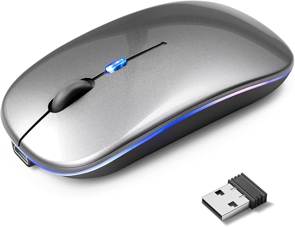 【2026新グレード】マウス 無線 Mucuru ワイヤレスマウス Bluetooth 5.4 無線 静音 薄型 Type-C 充電式 2.4GHz 3段階DPI切替 省エネ 瞬時接続 7色ライト付き 小型 光学式 高精度 左右対称 高耐久性 充電式 軽量 握りやすい 簡単接続 携帯便利 Mac/Windows/Surface/PC/Macbook対応 - 1